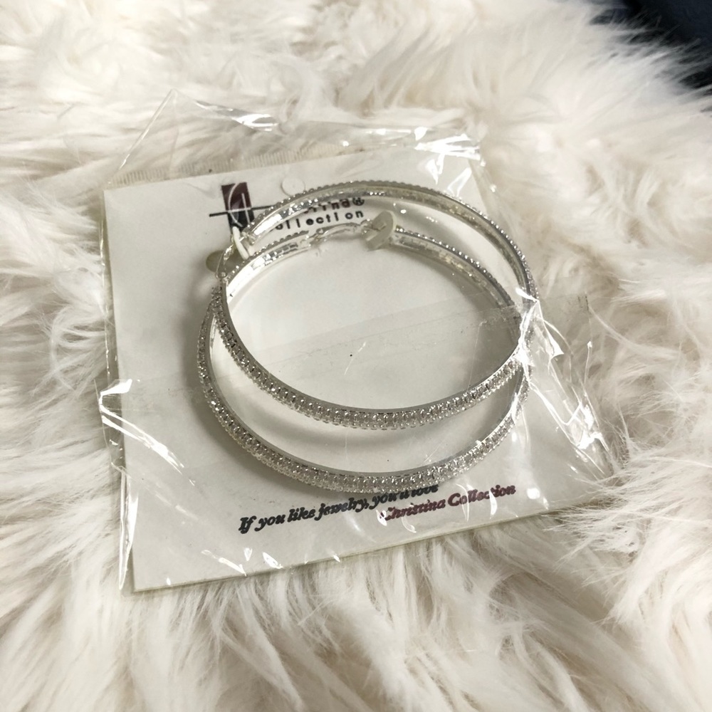 NWT Rhinestone hoop earrings